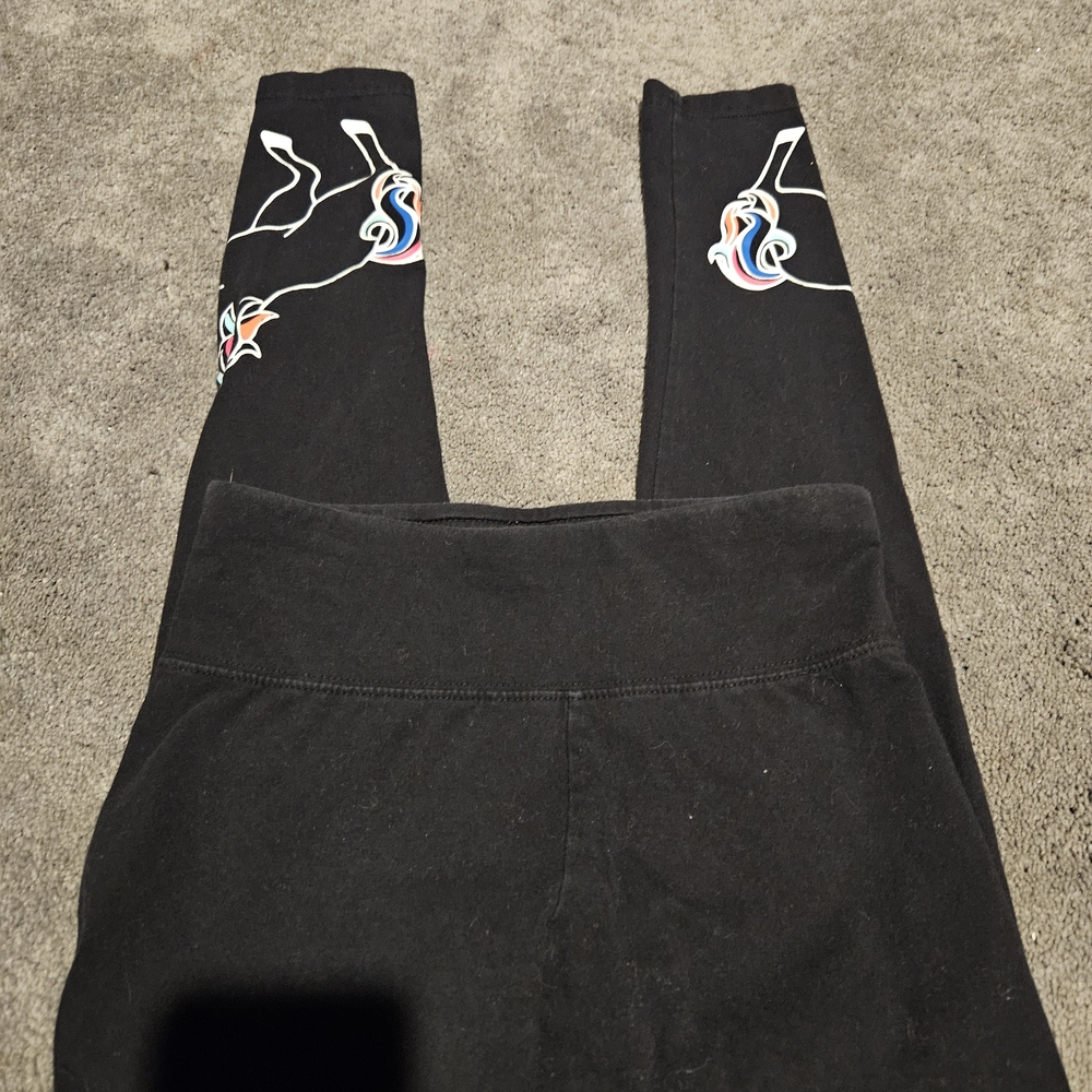 Justice Black Leggings with Vibrant Design